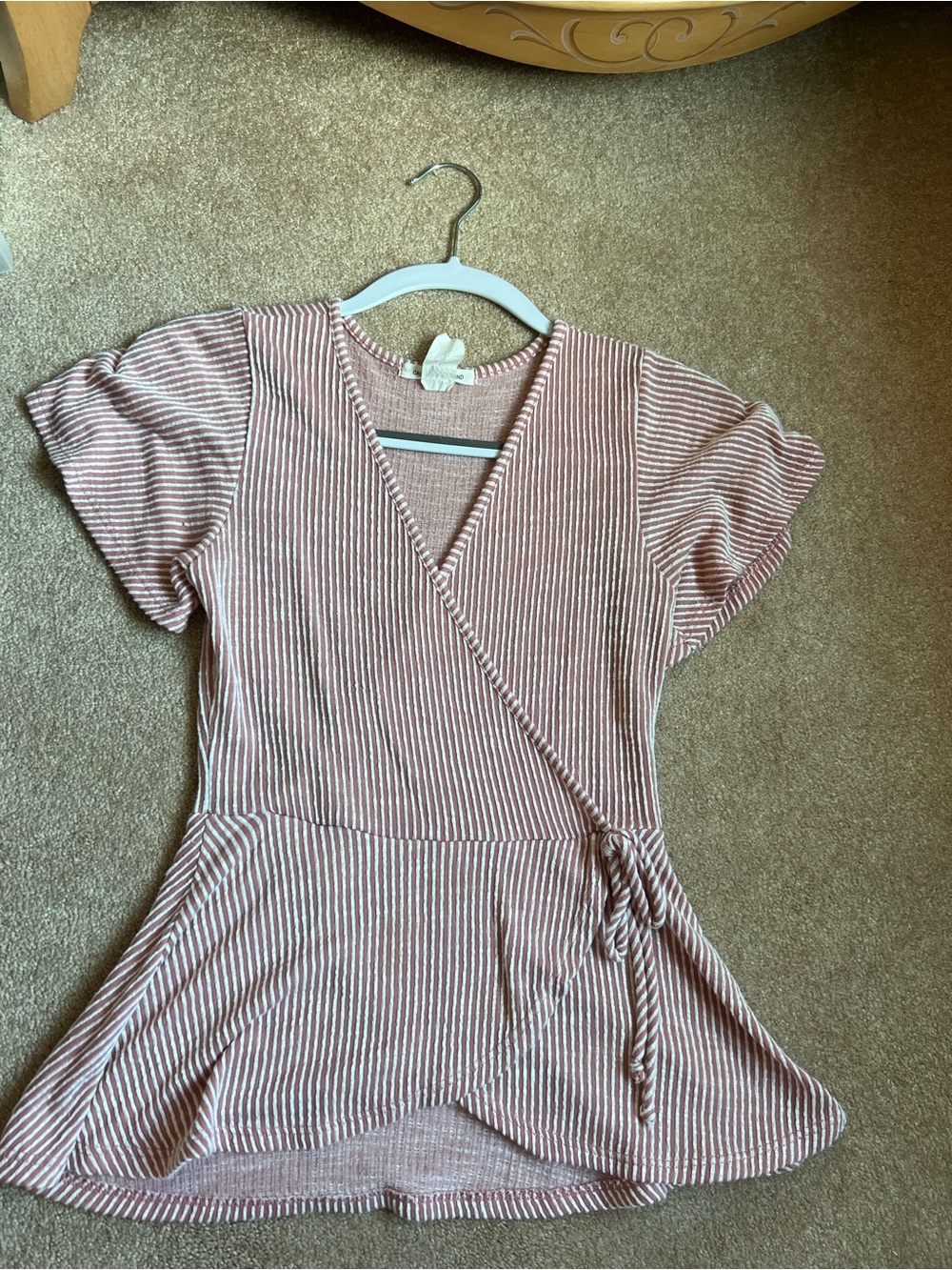 Striped Wrap Top - Dusty Rose